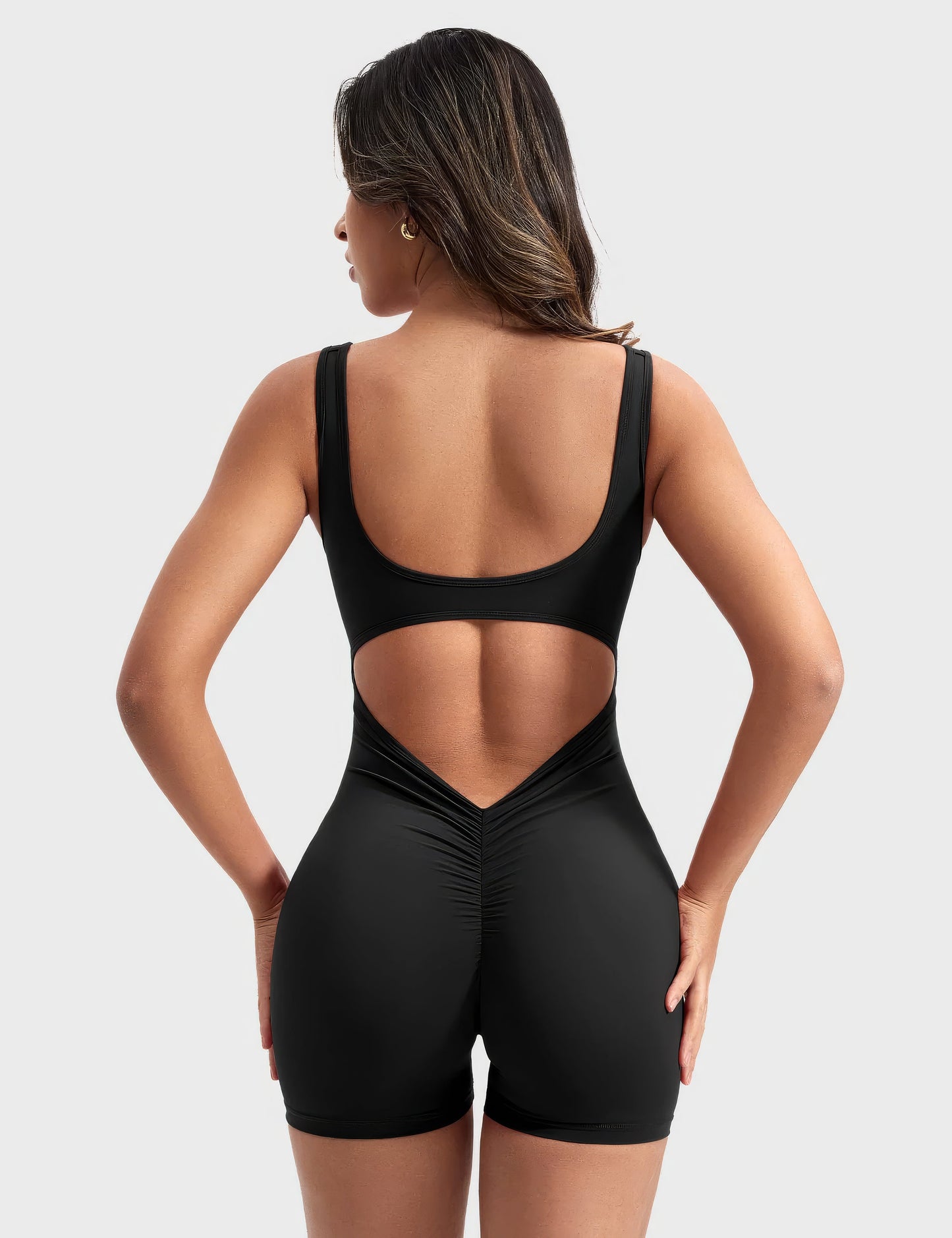 Dewi | V-rug Jumpsuit Korte Mouw