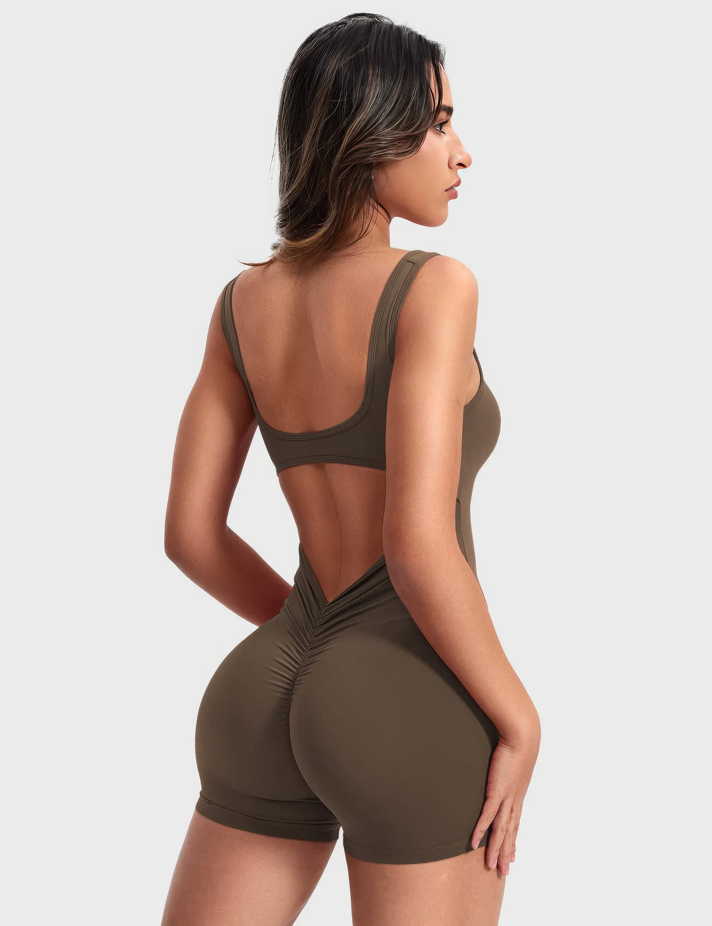 Dewi | V-rug Jumpsuit Korte Mouw